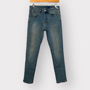 &Denim Button Fly Skinny Coupe Denim Pants sz 30 Blue Jeans High Rise Slim Fit